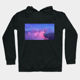 Aesthetic pink and purple clouds with stars Hoodie